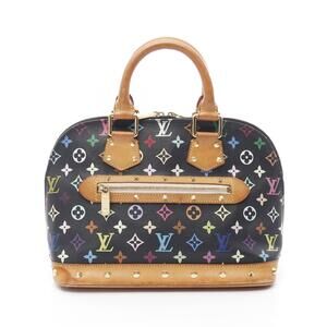 Louis Vuitton Alma Handbag Leather Monogram Multicolore Multicolor Black
